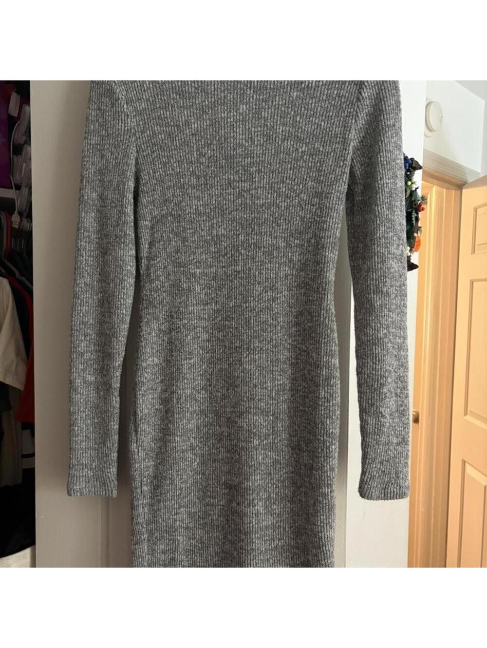 Grey long sleeve sweater dress